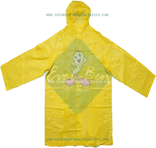 Yellow PVC festival rain mac manufactory-vinyl raincoat with hood